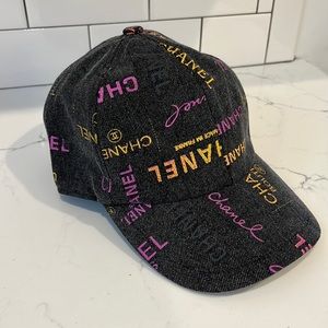Chanel grey denim baseball cap